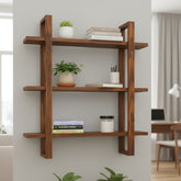 Wooden Wall Mounted Shelf 3 Tier Decorative Storage Rack