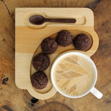 Wooden Coffee Snack Serving Tray with Spoon Holder