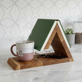 Triangle Wooden Book Holder with Tray