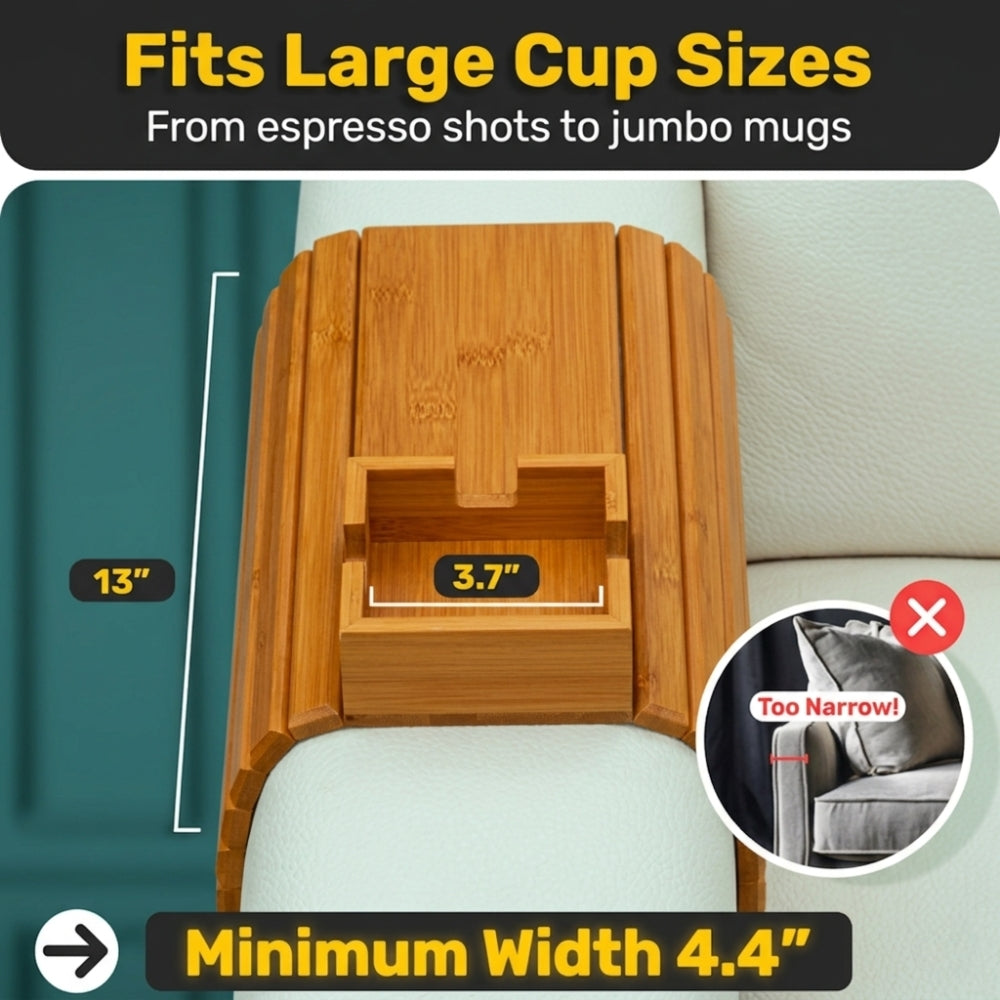 Flexible Wooden Tray for Sofa / Couch / Bed Armrest