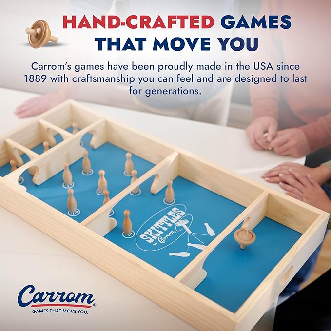Carrom Skittles Board Game (Wooden Family Game Set)