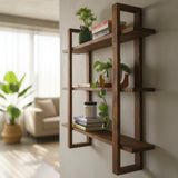 Wooden Wall Mounted Shelf 3 Tier Decorative Storage Rack