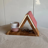 Triangle Wooden Book Holder with Tray