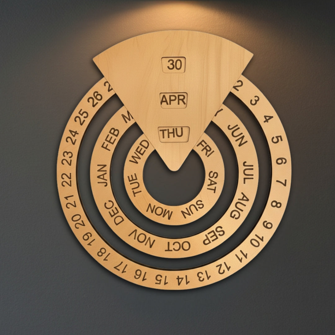 Perpetual Creative Round Wooden Wall Calendar Perpetual Creative Round Wooden Wall Calendar