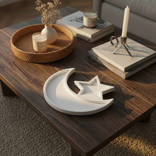 Crescent Moon & Star Serving Platter Ramadan Date Tray