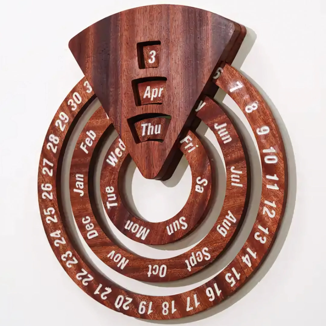 Perpetual Creative Round Wooden Wall Calendar