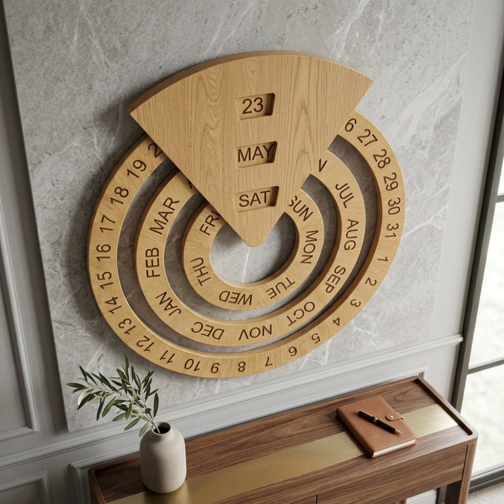 Perpetual Wooden Calendar – Reusable Wall Decor for Home & Office