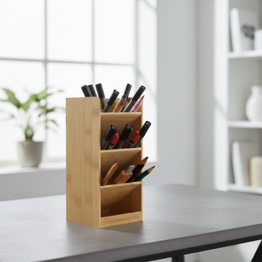 Slanted Bamboo Desk Organizer