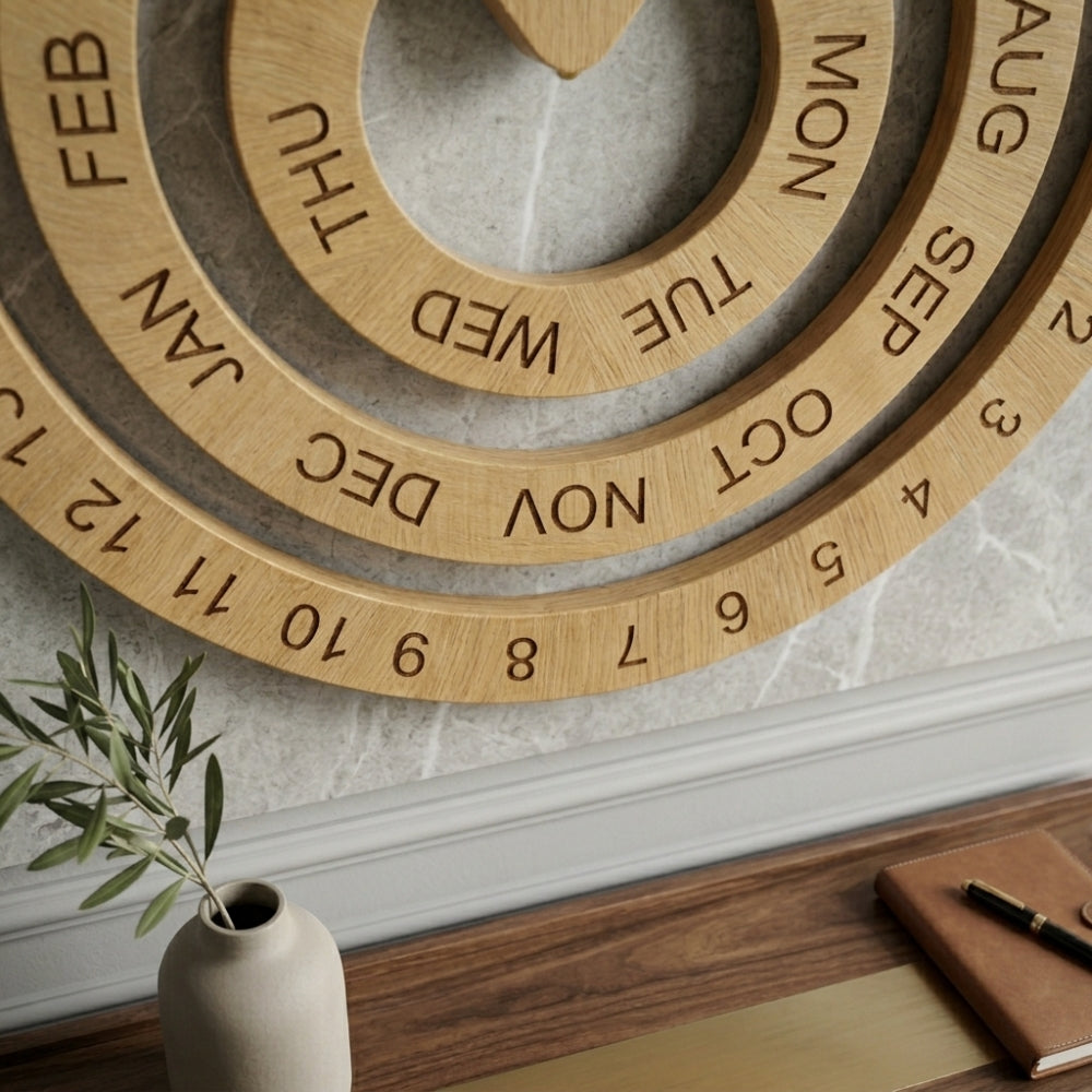 Perpetual Wooden Calendar – Reusable Wall Decor for Home & Office