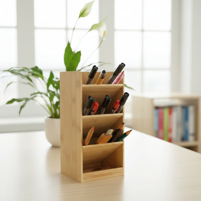 Slanted Bamboo Desk Organizer