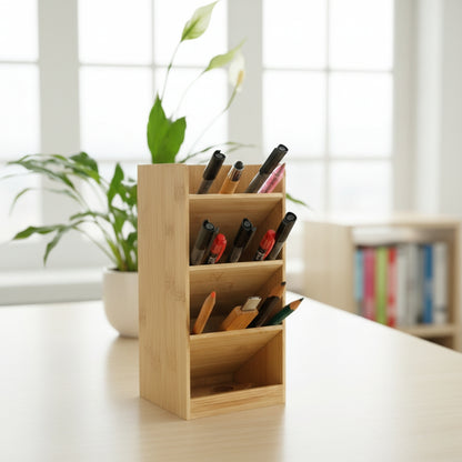 Slanted Bamboo Desk Organizer