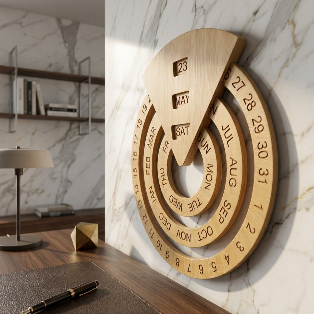 Perpetual Wooden Calendar – Reusable Wall Decor for Home & Office
