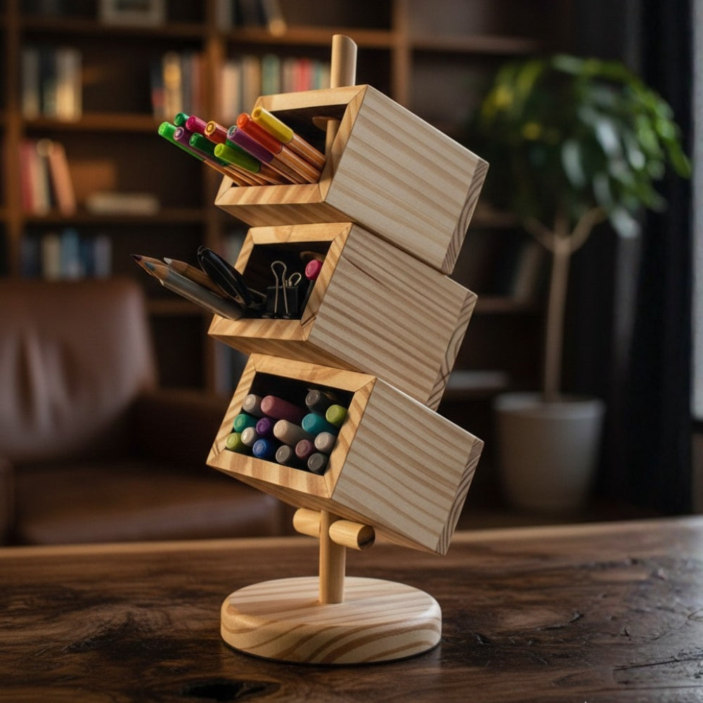 3-Tier Swivel Stationery Organizer