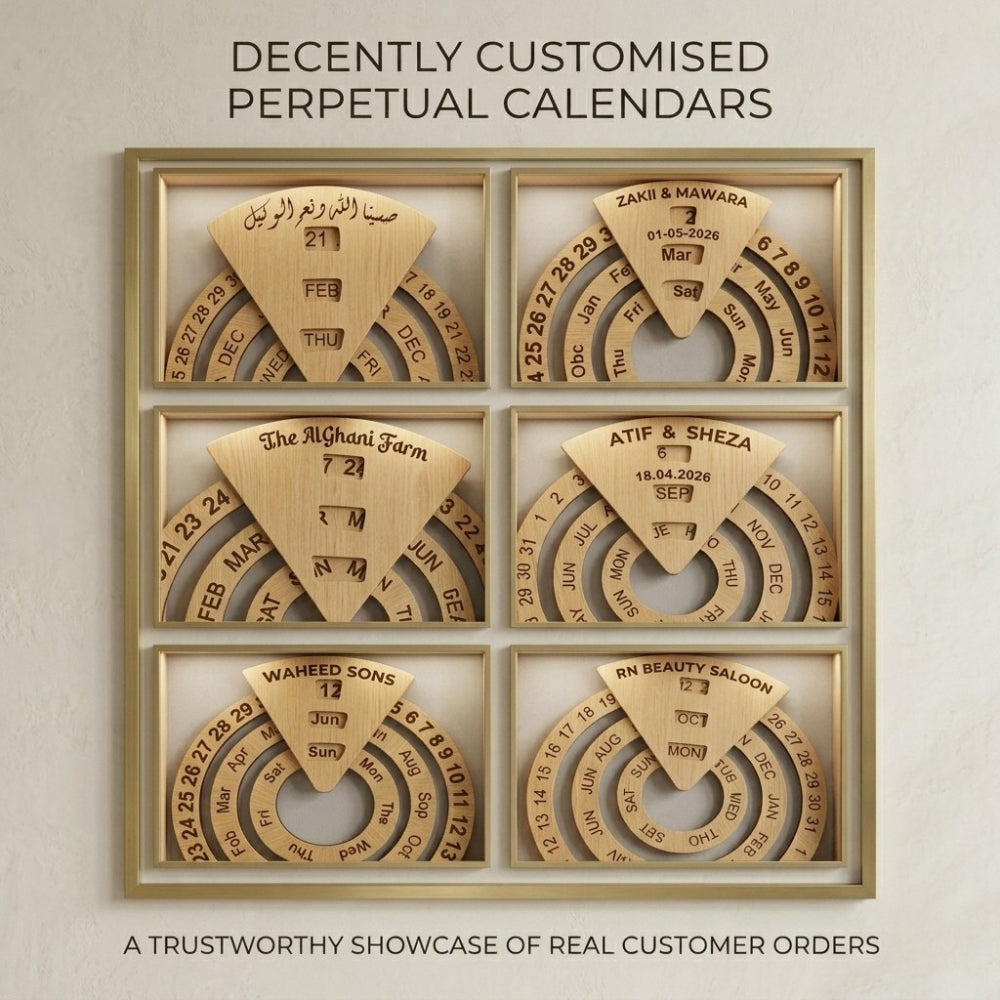 Perpetual Wooden Calendar – Reusable Wall Decor for Home & Office