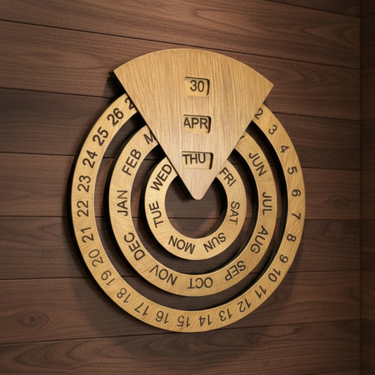 Perpetual Creative Round Wooden Wall Calendar