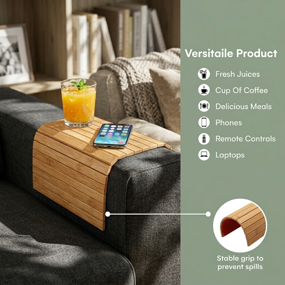 Non-Slip Sofa Armrest Organizer Tray for Phone, Remote & Drinks