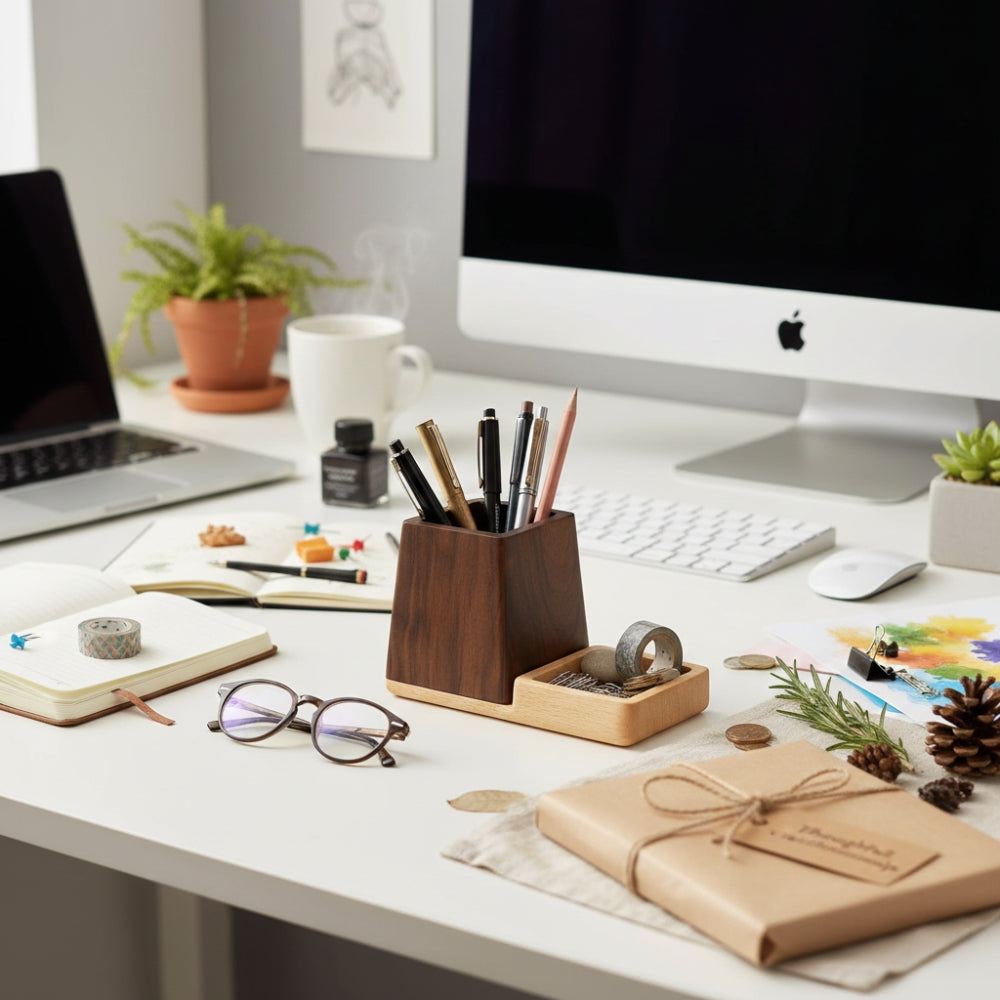 2-in-1 Wooden Pen Holder