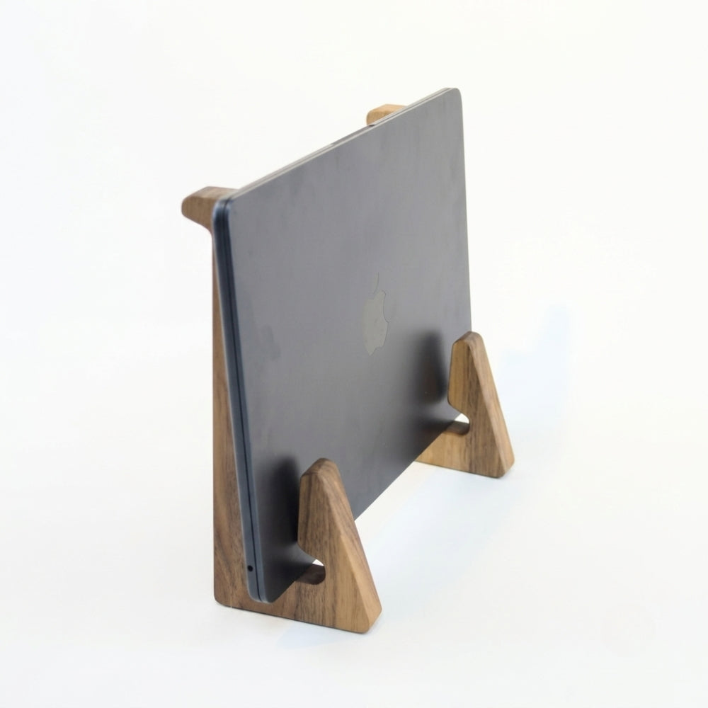 Premium 2-in-1 Wooden Laptop Stand & Vertical Dock | Dual-Function Ergonomic Desk Organizer