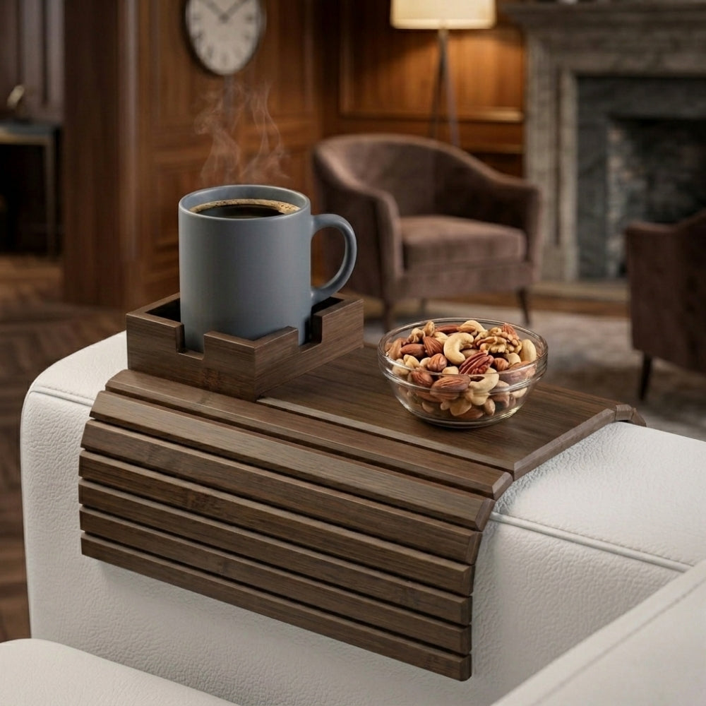 Flexible Wooden Tray for Sofa / Couch / Bed Armrest