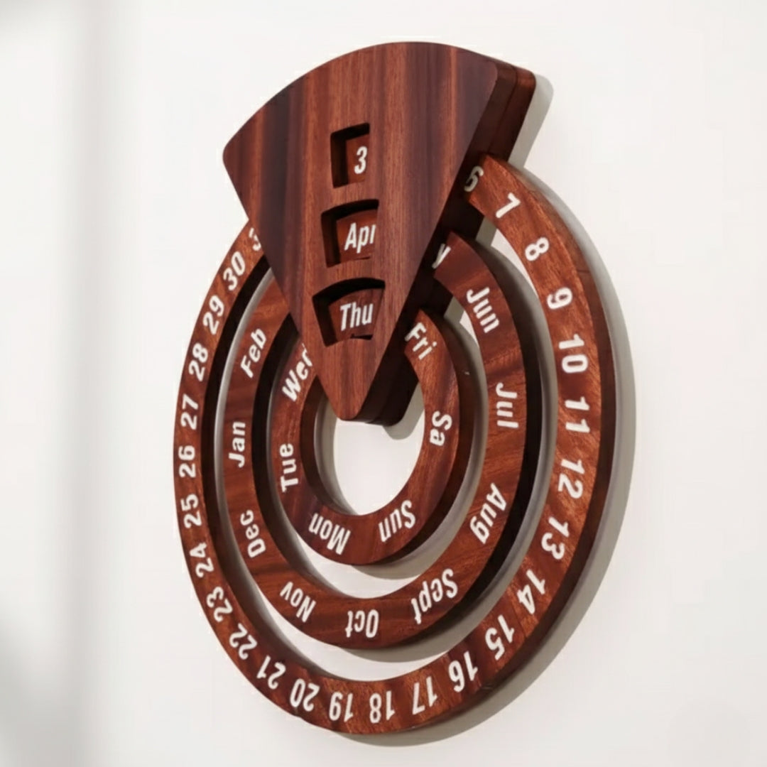 Perpetual Creative Round Wooden Wall Calendar