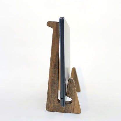 Premium 2-in-1 Wooden Laptop Stand & Vertical Dock | Dual-Function Ergonomic Desk Organizer