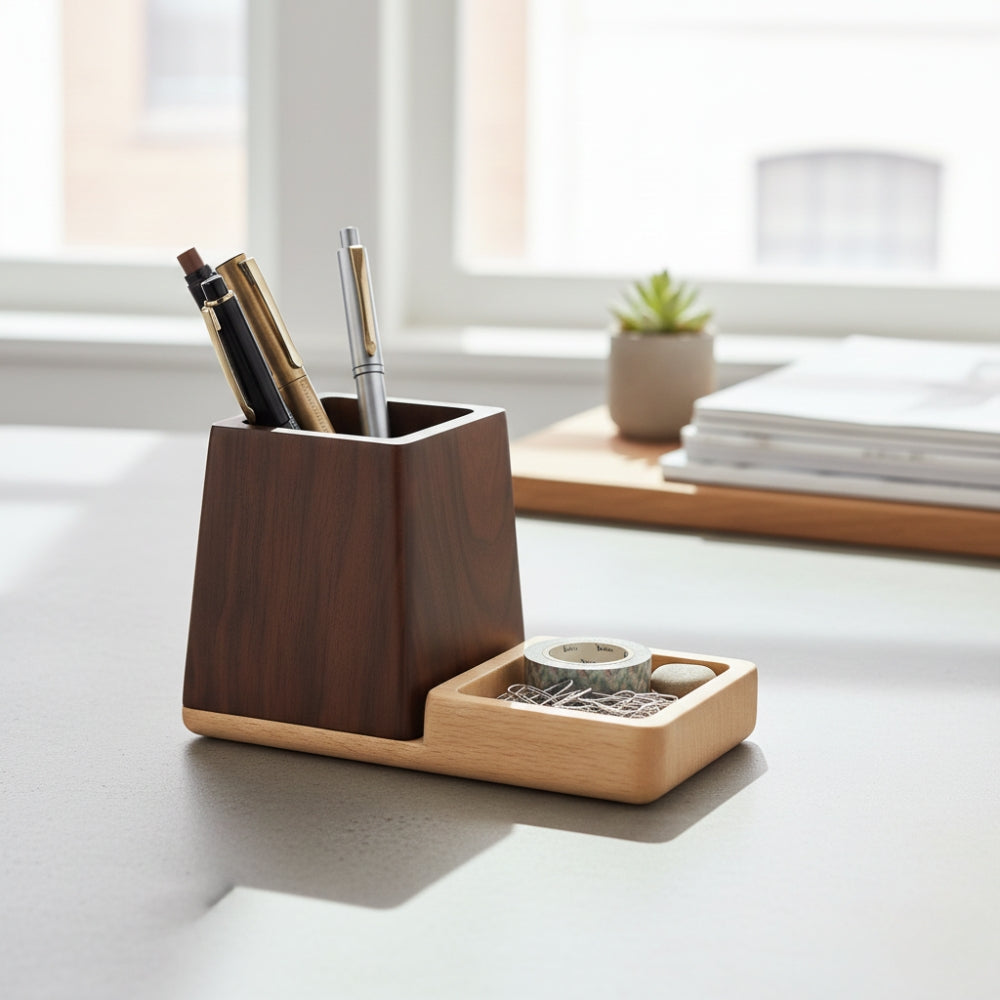 2-in-1 Wooden Pen Holder