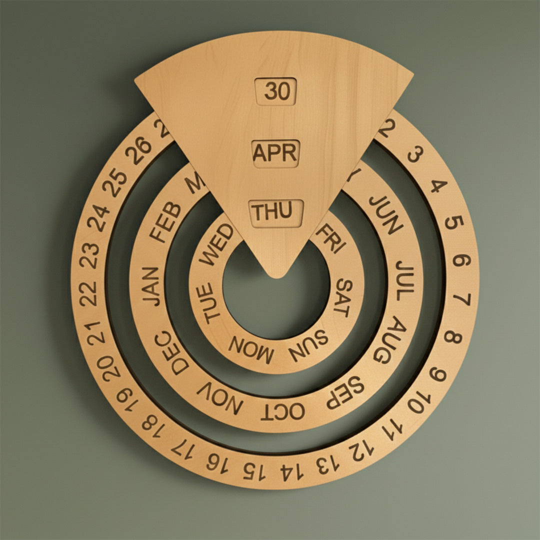 Perpetual Creative Round Wooden Wall Calendar