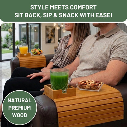 Flexible Wooden Tray for Sofa / Couch / Bed Armrest
