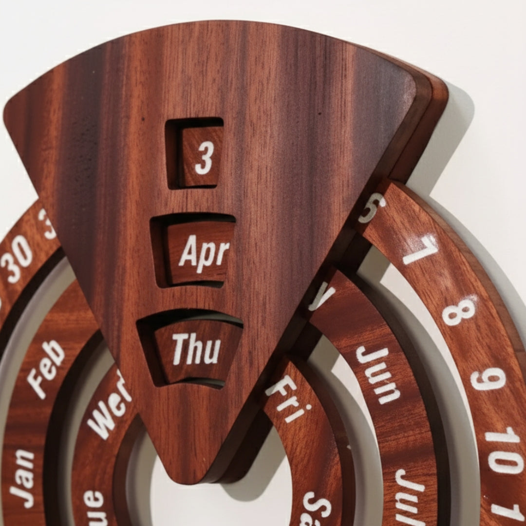 Perpetual Creative Round Wooden Wall Calendar