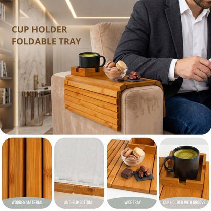 Flexible Wooden Tray for Sofa / Couch / Bed Armrest