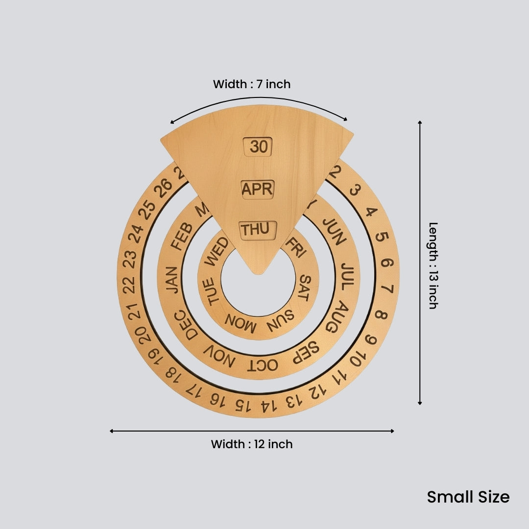 Perpetual Creative Round Wooden Wall Calendar