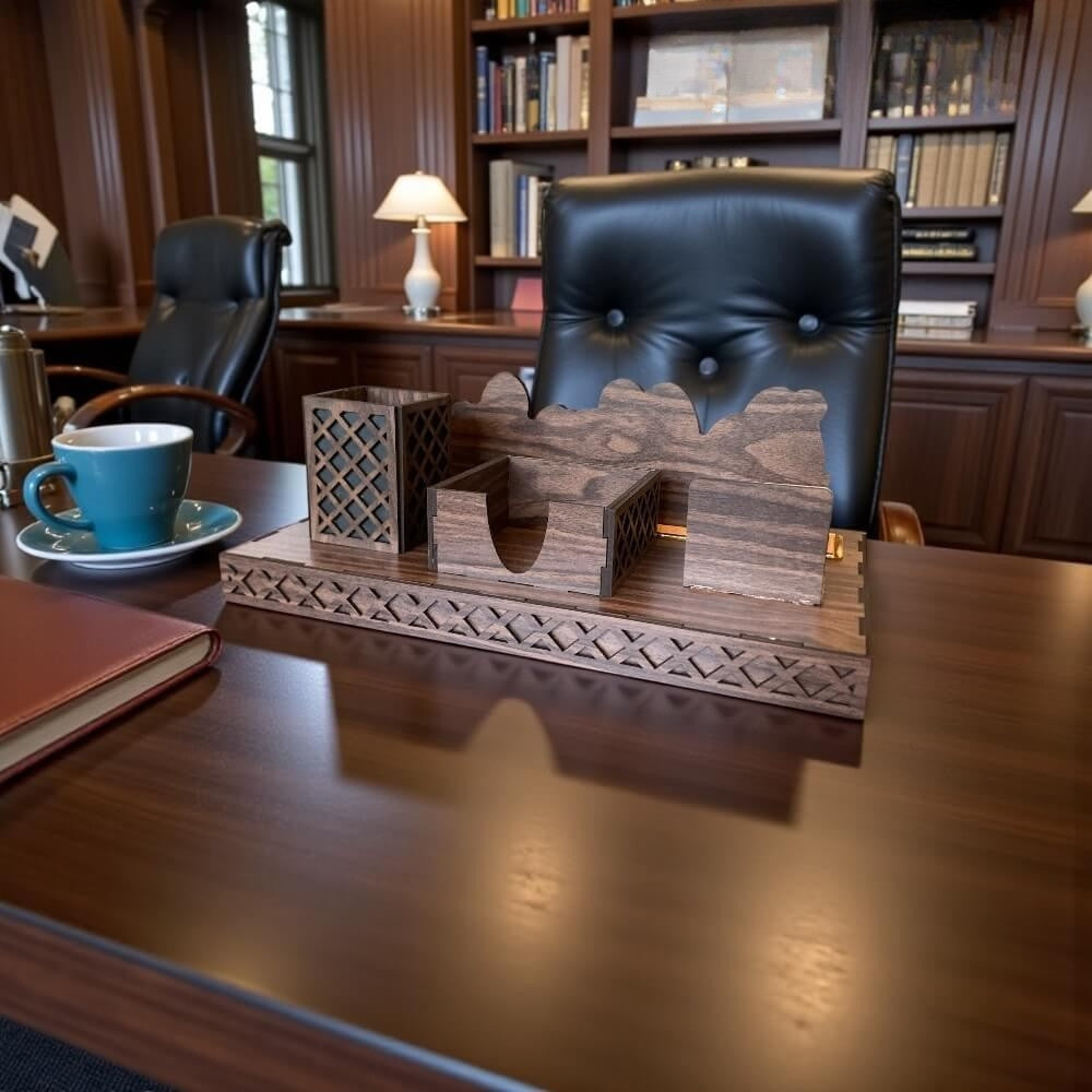 Personalized Wooden Desk Plaque with Smart QR Mirror Panel