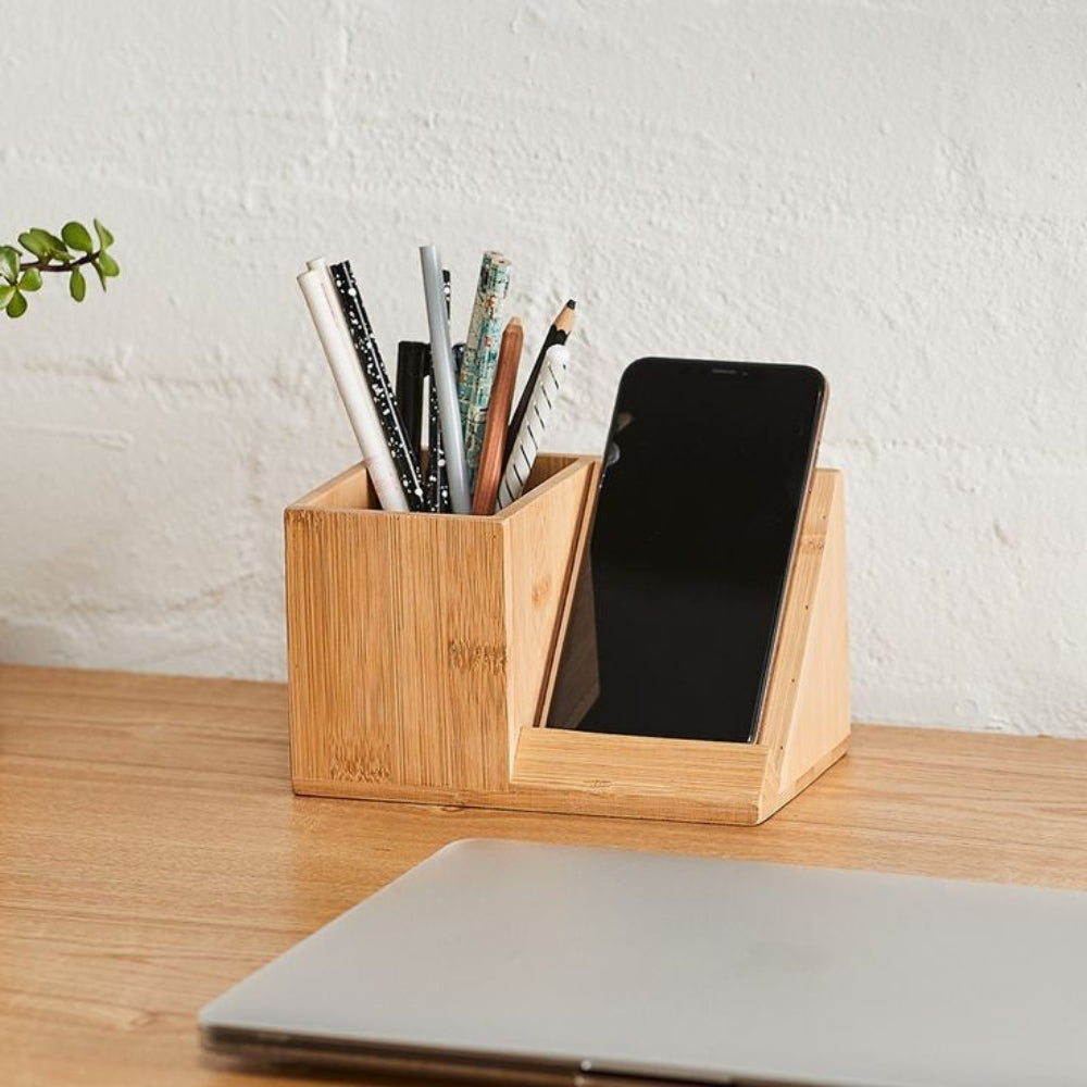 2-in-1 Bamboo Stationery Holder