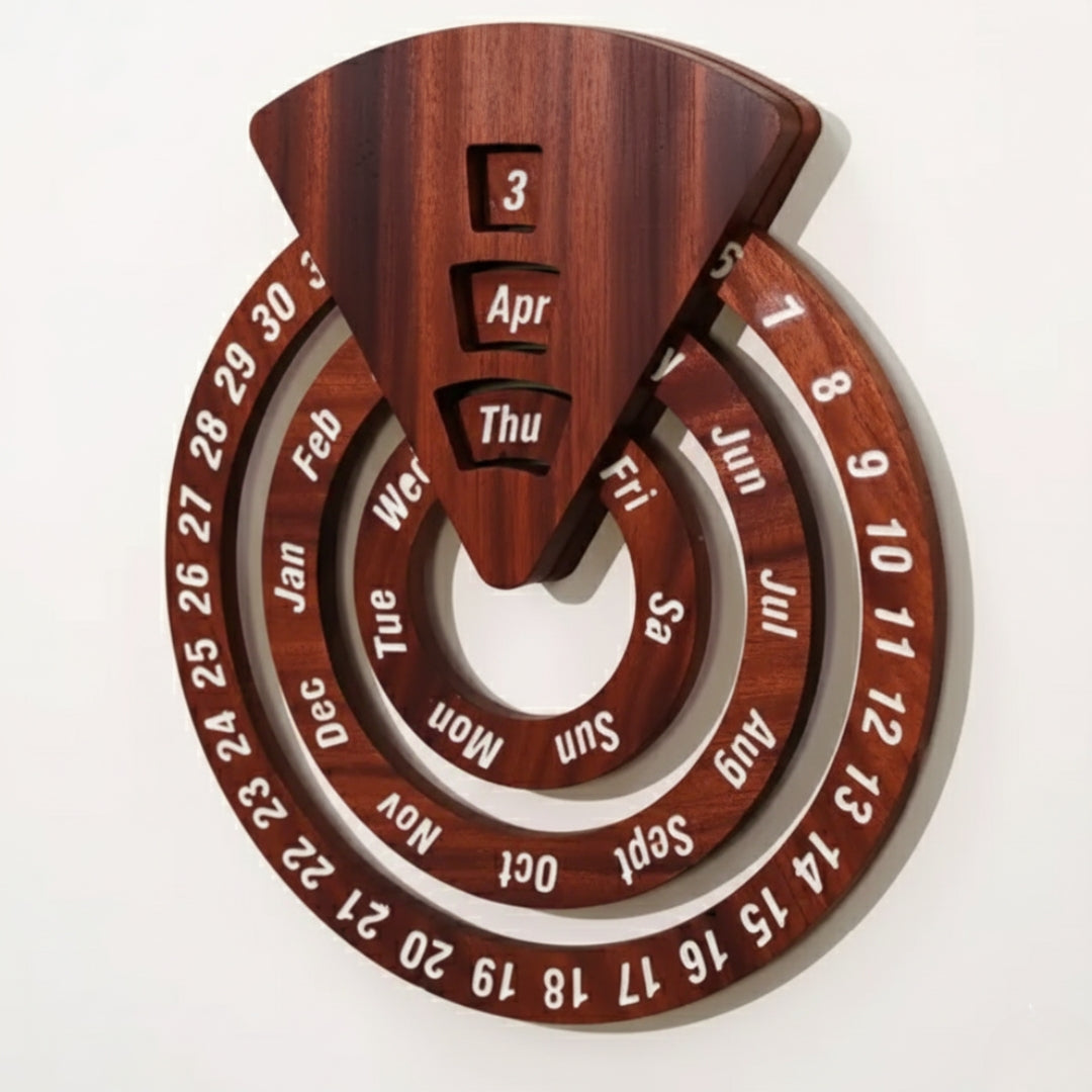 Perpetual Creative Round Wooden Wall Calendar