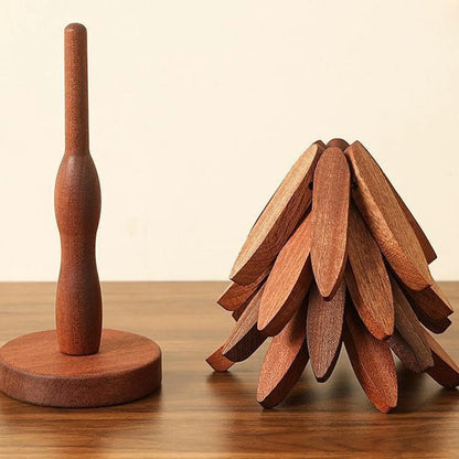 Premium Tree-Shaped Wooden Trivet Set