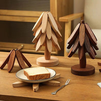 Premium Tree-Shaped Wooden Trivet Set