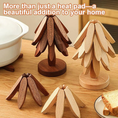 Premium Tree-Shaped Wooden Trivet Set