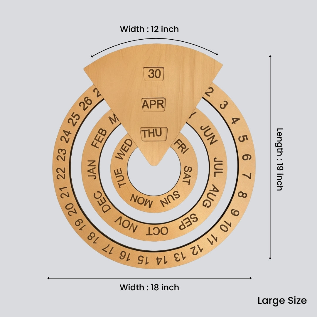 Perpetual Creative Round Wooden Wall Calendar
