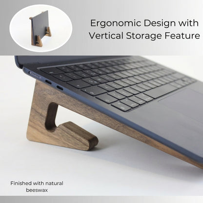 Premium 2-in-1 Wooden Laptop Stand & Vertical Dock | Dual-Function Ergonomic Desk Organizer