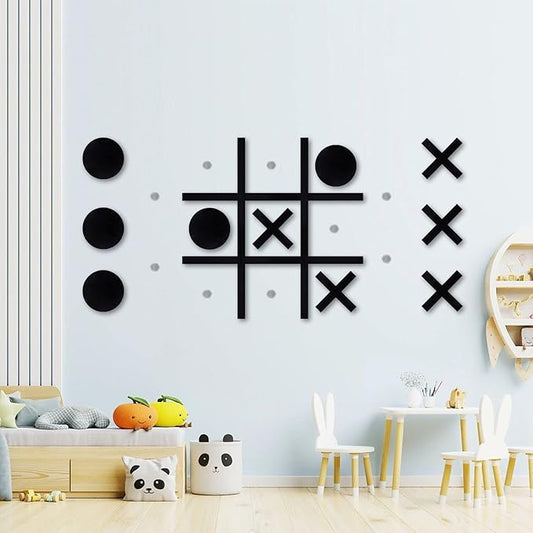 Magnetic Tic Tac Toe Wall-Mount Game (Black)