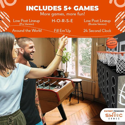 Wall Mounted Giant Basketball 4-in-1 Row Game | Indoor Mini Basketball Hoop Connect Game Set