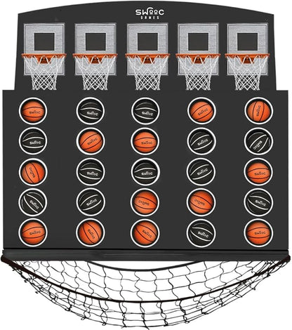 Wall Mounted Giant Basketball 4-in-1 Row Game | Indoor Mini Basketball Hoop Connect Game Set