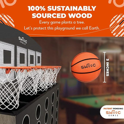 Wall Mounted Giant Basketball 4-in-1 Row Game | Indoor Mini Basketball Hoop Connect Game Set