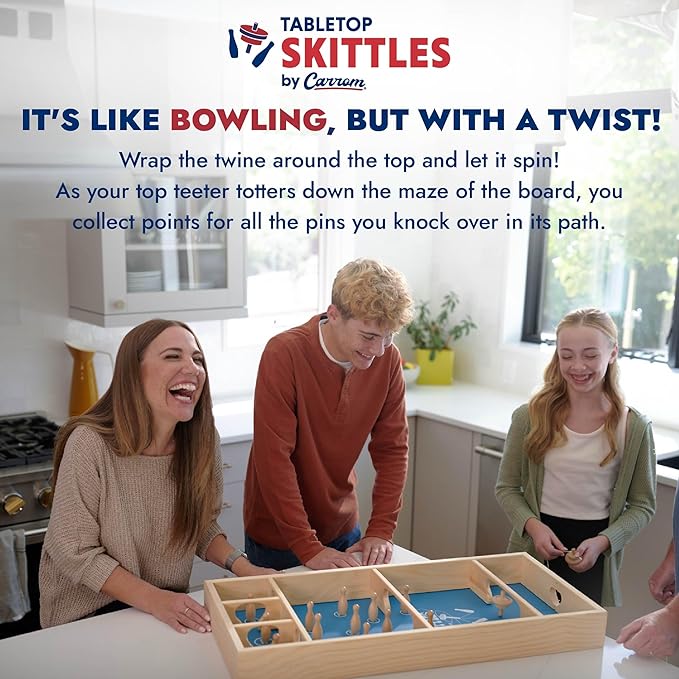 Carrom Skittles Board Game (Wooden Family Game Set)