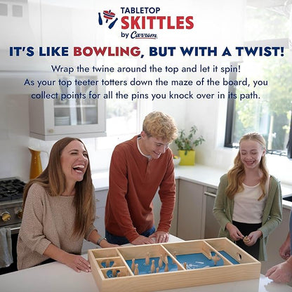 Carrom Skittles Board Game (Wooden Family Game Set)