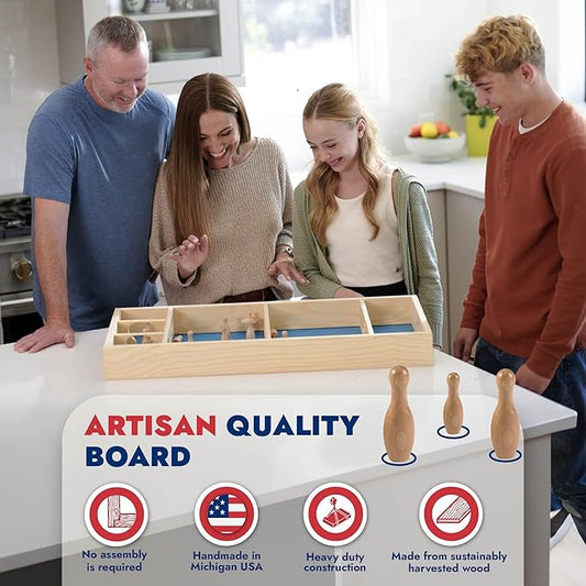 Carrom Skittles Board Game (Wooden Family Game Set)