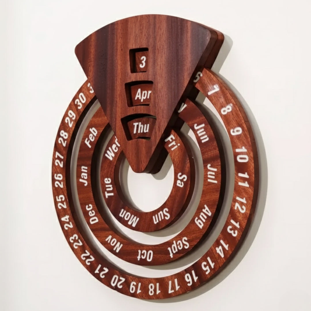Perpetual Creative Round Wooden Wall Calendar