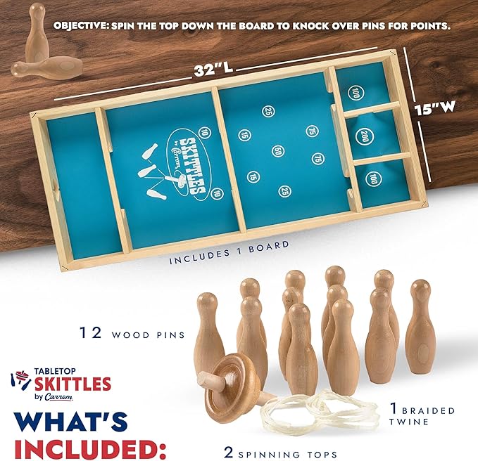 Carrom Skittles Board Game (Wooden Family Game Set)
