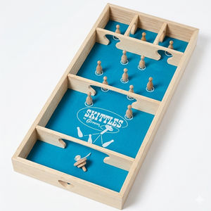 Carrom Skittles Board Game (Wooden Family Game Set)