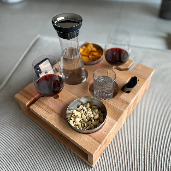 Luxury Wooden Couch Armrest Tray Table for Drinks, Snacks & Remote Control